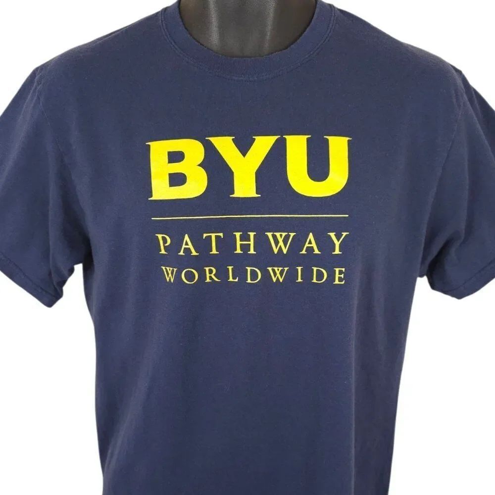 Brigham Young University T Shirt Mens Size Medium Blue Pathway Worldwide BYU